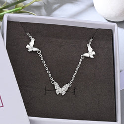 Triple Butterfly Necklace Sterling Silver Pendant Necklace