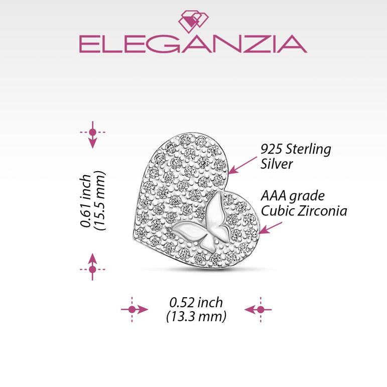 Dainty Butterfly Heart Pendant Sterling Silver Pendant
