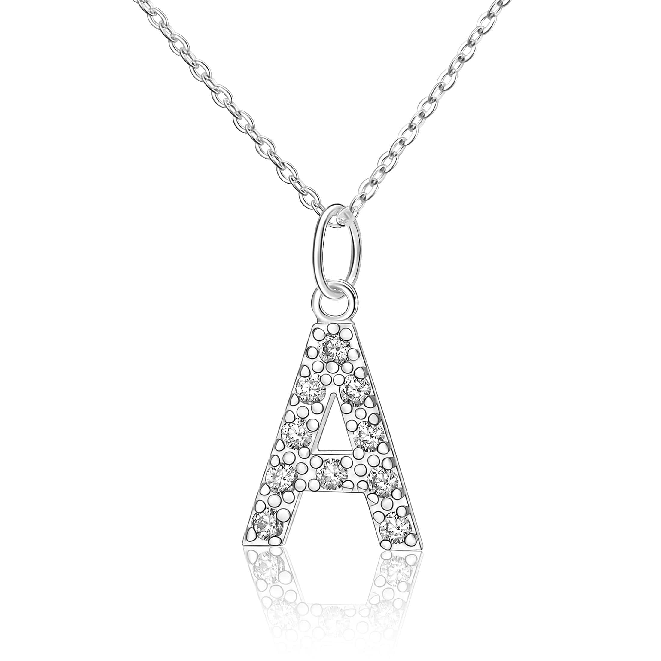 CZ Initial Necklaces Sterling Silver, 16