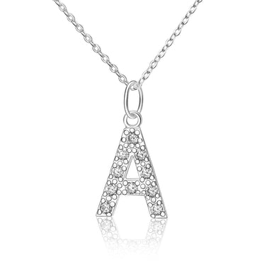 CZ Initial Necklaces Sterling Silver, 16"-18" Pendant Necklace