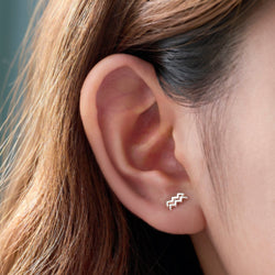 Aquarius Stud Earrings Sterling Silver - Zodiac Constellation Earrings Stud Earrings