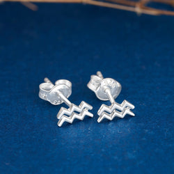 Aquarius Stud Earrings Sterling Silver - Zodiac Constellation Earrings Stud Earrings