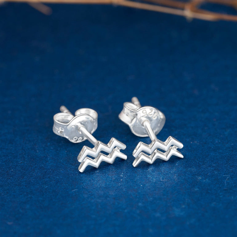 Aquarius Stud Earrings Sterling Silver - Zodiac Constellation Earrings Stud Earrings