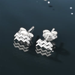 Aquarius Stud Earrings Sterling Silver - Zodiac Constellation Earrings Stud Earrings
