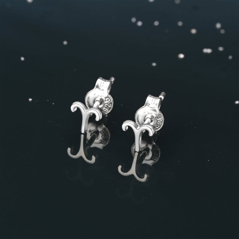 Aries Stud Earrings Sterling Silver - Zodiac Constellation Earrings Stud Earrings