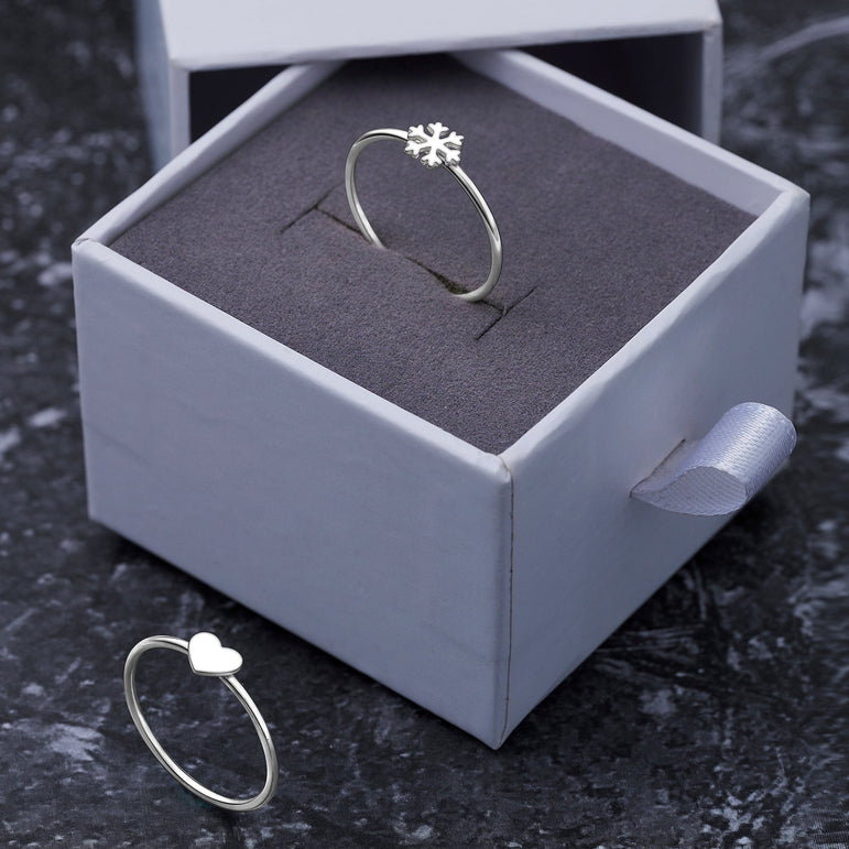 Tiny Winter Snowflake Ring Sterling Silver Stacking Ring