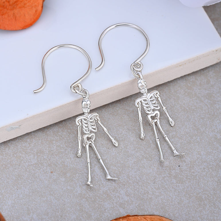 Moveable Skeletons Dangle Earrings Sterling Silver Drop Earrings