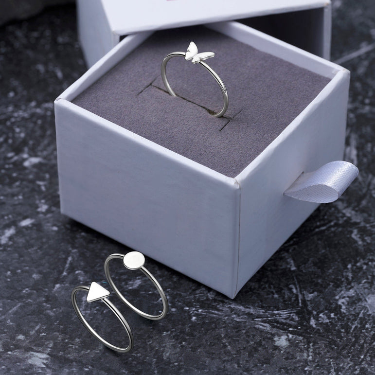Mini Butterfly Ring Sterling Silver Stacking Ring