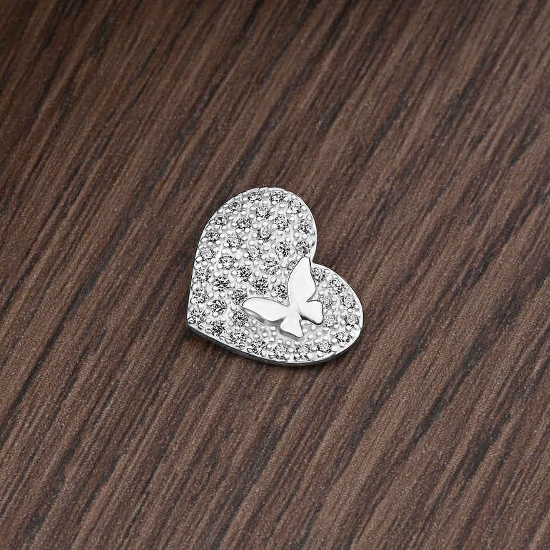 Dainty Butterfly Heart Pendant Sterling Silver Pendant