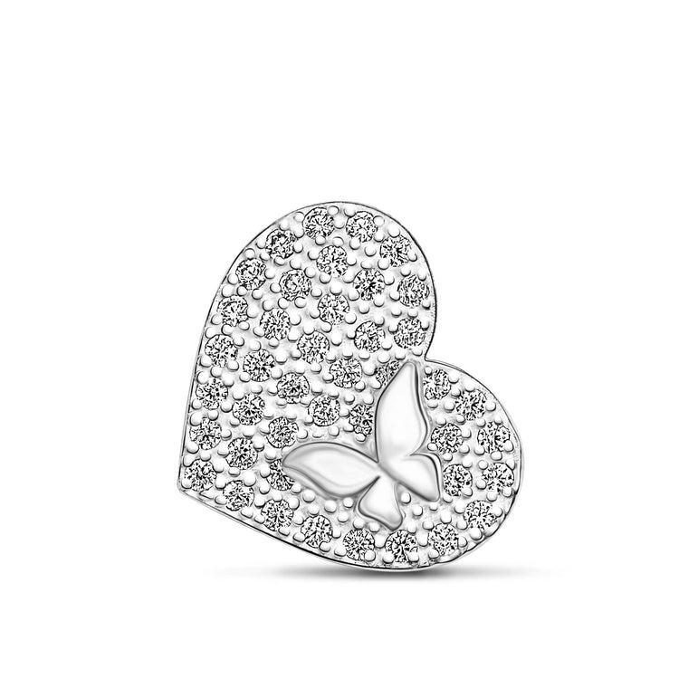 Dainty Butterfly Heart Pendant Sterling Silver Pendant