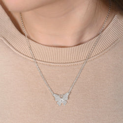 Monarch CZ Butterfly Necklace Sterling Silver Pendant Necklace