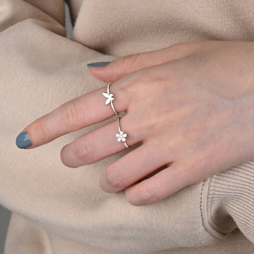 Mini Butterfly Ring Sterling Silver Stacking Ring