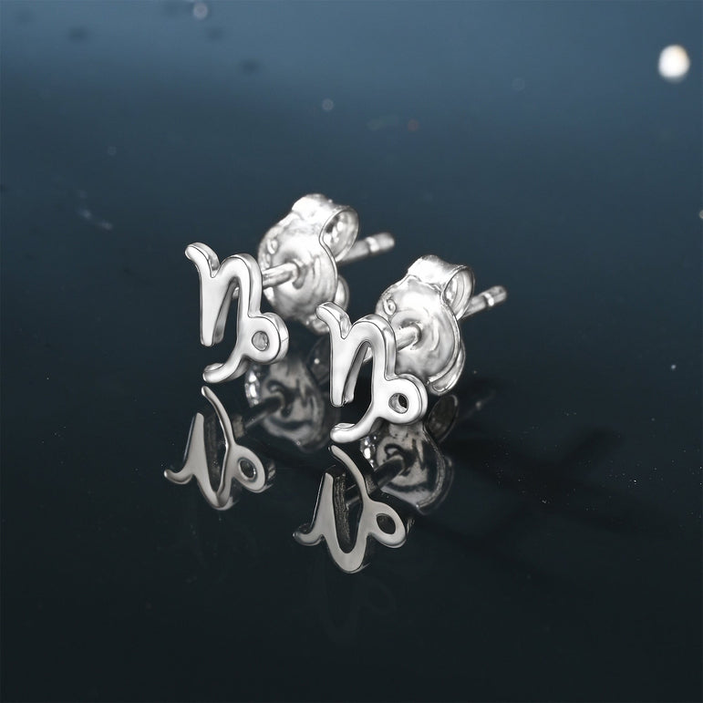 Capricorn Stud Earrings Sterling Silver - Zodiac Constellation Earrings Stud Earrings