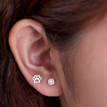 Petite Pet Paw Print Earrings Stud Sterling Silver Stud Earrings