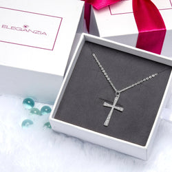 CZ Cross Necklaces For Girls Sterling Silver Pendant Necklace