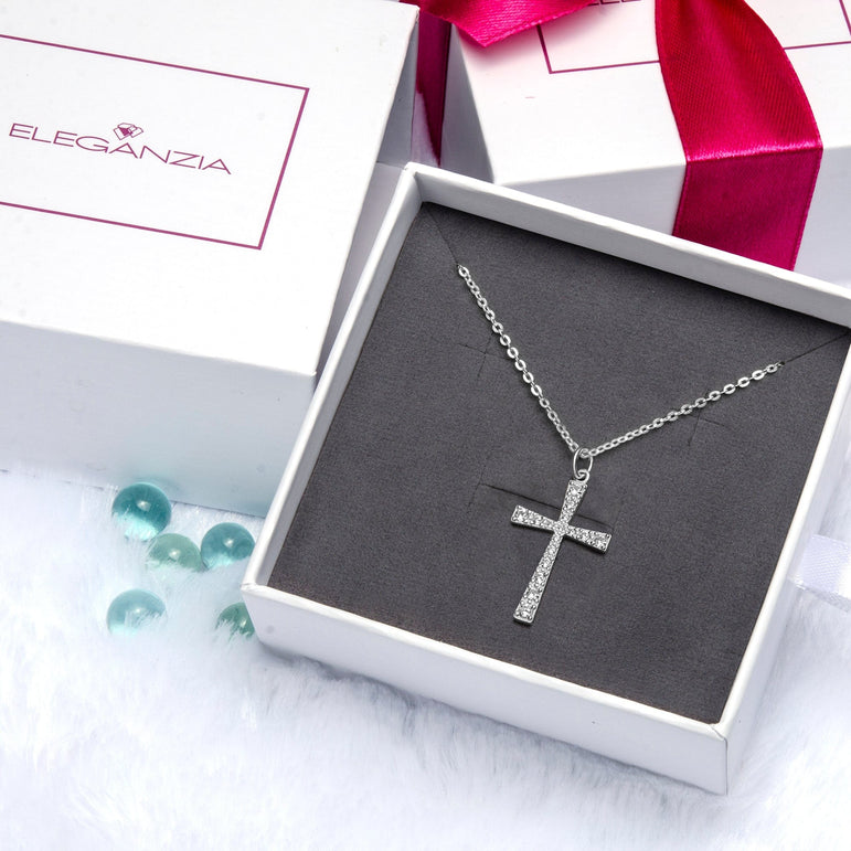 CZ Cross Necklaces For Girls Sterling Silver Pendant Necklace