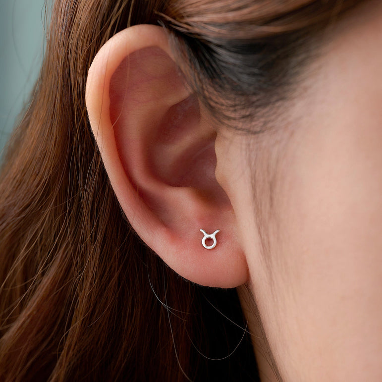 Taurus Stud Earrings Sterling Silver - Zodiac Constellation Earrings Stud Earrings