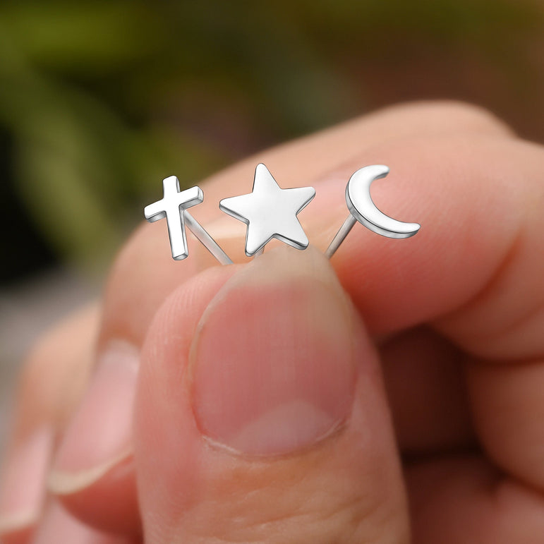 Small Cross Earrings Stud Sterling Silver Stud Earrings