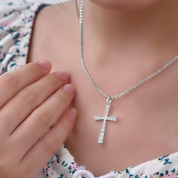 CZ Cross Necklaces For Girls Sterling Silver Pendant Necklace