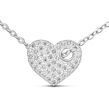 CZ Cut Out Heart Necklace Sterling Silver Pendant Necklace