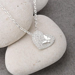 Dainty Butterfly Heart Pendant Sterling Silver Pendant