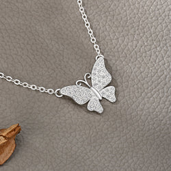 Monarch CZ Butterfly Necklace Sterling Silver Pendant Necklace