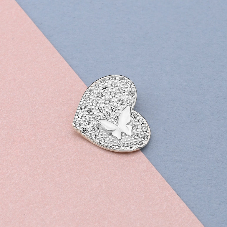 Dainty Butterfly Heart Pendant Sterling Silver Pendant
