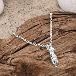 Hanging Cat Necklace Sterling Silver Pendant Necklace