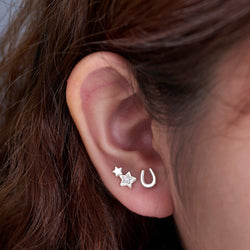 U Shaped Horseshoe Earrings Stud Sterling Silver Stud Earrings