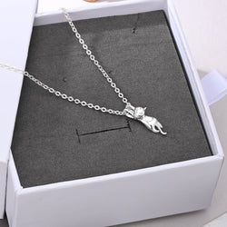 Hanging Cat Necklace Sterling Silver Pendant Necklace