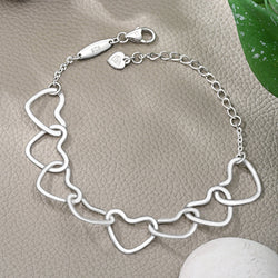 Interlocking BFF Heart Friendship Bracelet Sterling Silver Bracelet