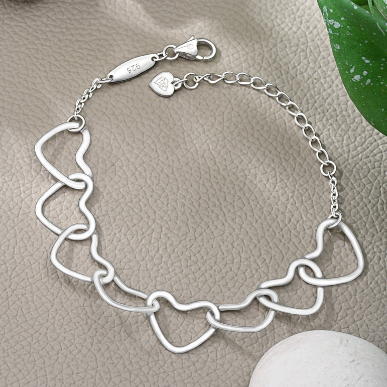 Interlocking BFF Heart Friendship Bracelet Sterling Silver Bracelet