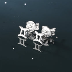 Gemini Stud Earrings Sterling Silver - Zodiac Constellation Earrings Stud Earrings