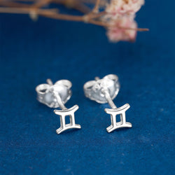 Gemini Stud Earrings Sterling Silver - Zodiac Constellation Earrings Stud Earrings