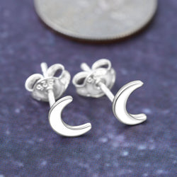 Tiny Crescent Moon Earrings Stud Sterling Silver Stud Earrings