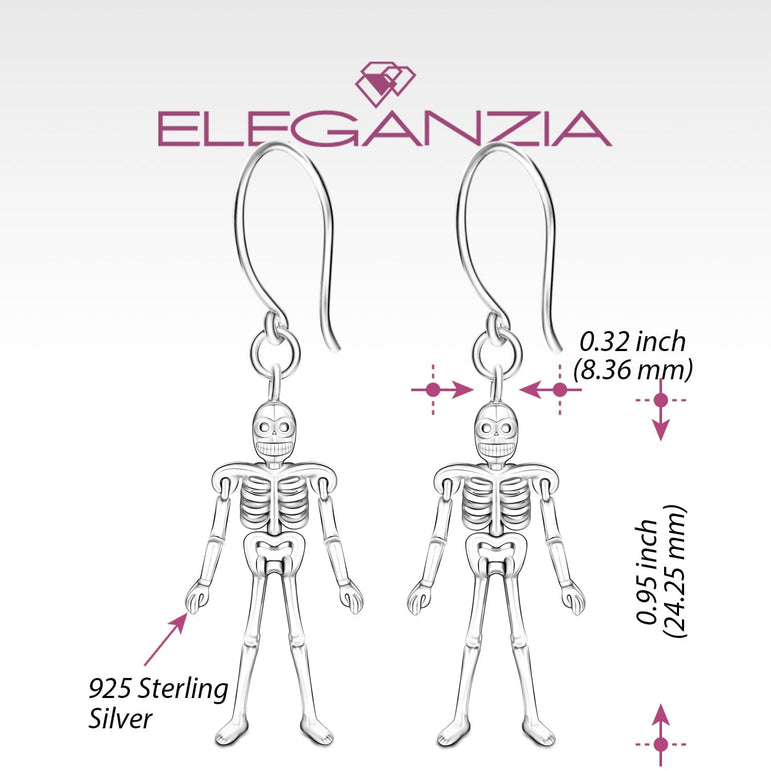 Moveable Skeletons Dangle Earrings Sterling Silver Drop Earrings