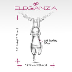 Hanging Cat Necklace Sterling Silver Pendant Necklace