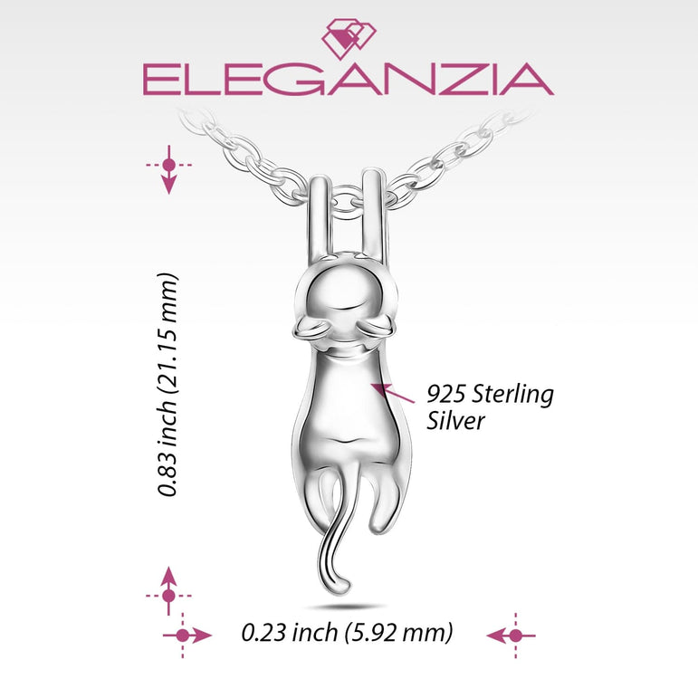 Hanging Cat Necklace Sterling Silver Pendant Necklace