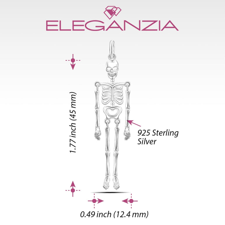 Moveable Skeleton Pendant Sterling Silver Pendant