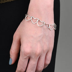 Interlocking BFF Heart Friendship Bracelet Sterling Silver Bracelet
