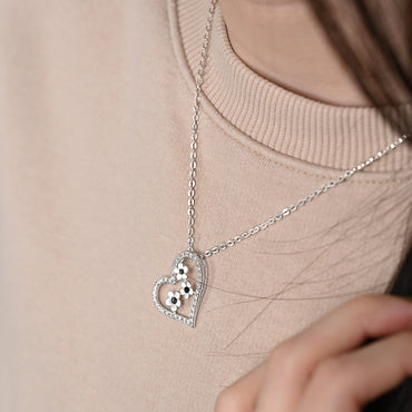 CZ Open Heart Flower Pendant Sterling Silver Pendant