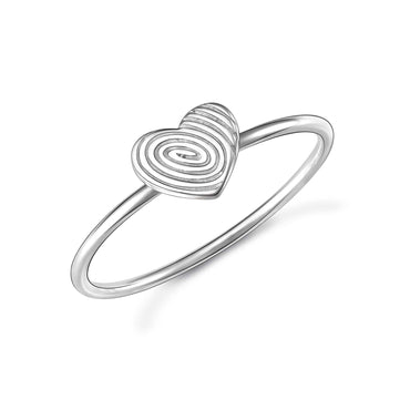 Fingerprint Love Heart Ring Sterling Silver Ring