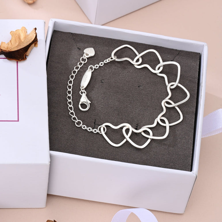 Interlocking BFF Heart Friendship Bracelet Sterling Silver Bracelet