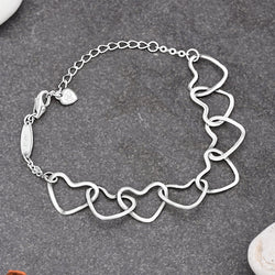 Interlocking BFF Heart Friendship Bracelet Sterling Silver Bracelet
