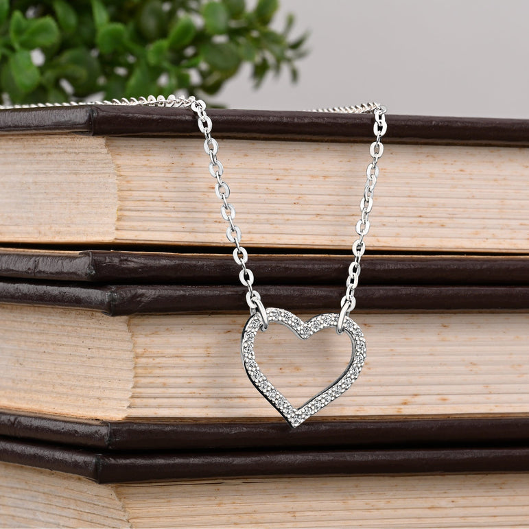Minimalist CZ Open Heart Necklace Sterling Silver Pendant Necklace