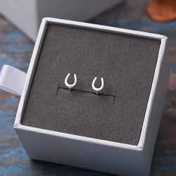 U Shaped Horseshoe Earrings Stud Sterling Silver Stud Earrings