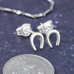 U Shaped Horseshoe Earrings Stud Sterling Silver Stud Earrings