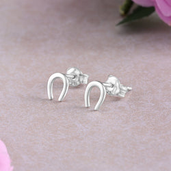 U Shaped Horseshoe Earrings Stud Sterling Silver Stud Earrings