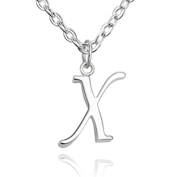 Simple Initial Necklaces Sterling Silver, 16"-18" Pendant Necklace X / High Polished