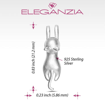 Matte Hanging Cat Pendant Sterling Silver Pendant